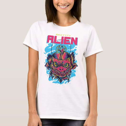 Kosmischer Besucher : Die Alien Design T-Shirt (Vorderseite)