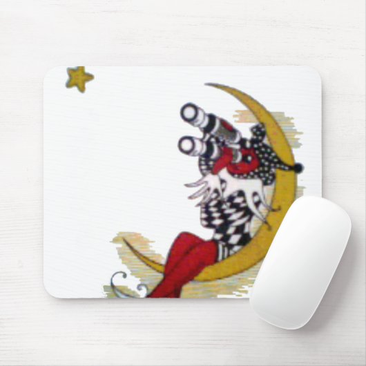 Kosmischer Blick: Elf auf dem Mond Mousepad (Mit Mouse)