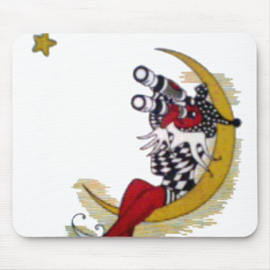 Kosmischer Blick: Elf auf dem Mond Mousepad (Vorne)