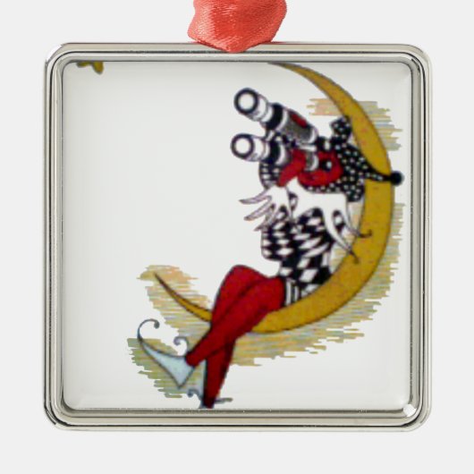 Kosmischer Blick: Elf auf dem Mond Ornament Aus Metall (Vorne)