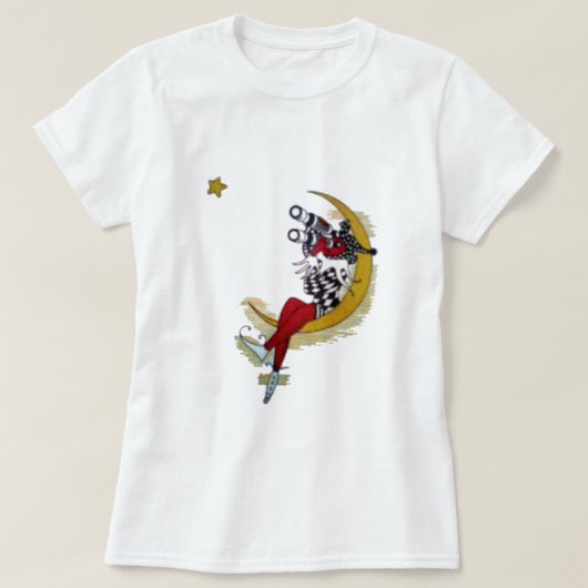 Kosmischer Blick: Elf auf dem Mond T-Shirt (Design vorne)
