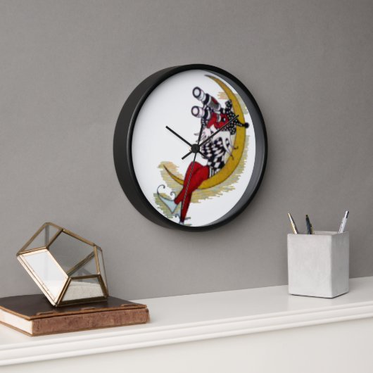 Kosmischer Blick: Elf auf dem Mond Wanduhr (Büro)