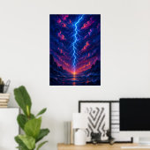 Kosmischer Blitzschlag über Gebirge Fantasie Poster (Heimbüro)