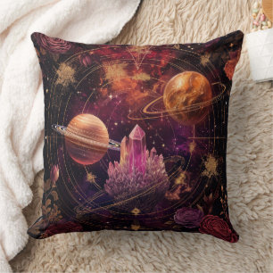 Kosmischer Blumenplanet Purpur-Nebel Weltraum Kissen