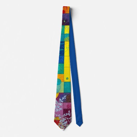 Kosmischer Blütengarten: Abstraktes Mosaik der Trä Krawatte (Vorderseite)