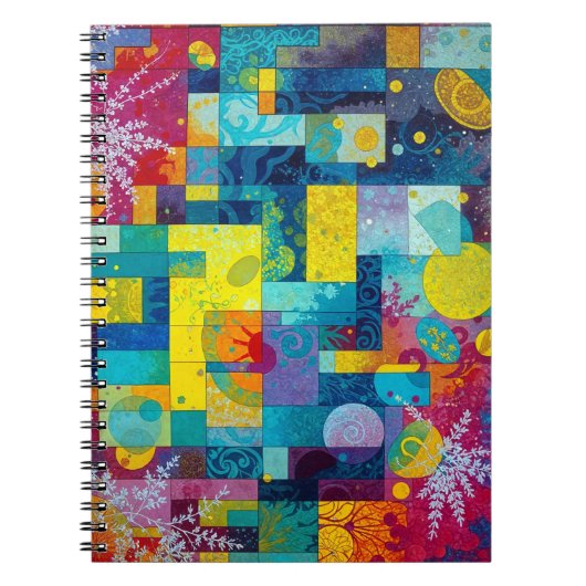 Kosmischer Blütengarten: Abstraktes Mosaik der Trä Notizblock (Vorderseite)
