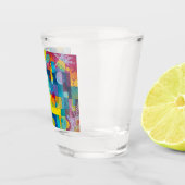 Kosmischer Blütengarten: Abstraktes Mosaik der Trä Schnapsglas (Rechts)