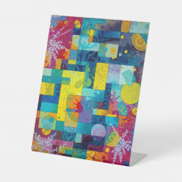 Kosmischer Blütengarten: Abstraktes Mosaik der Trä Sockelschild