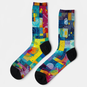 Kosmischer Blütengarten: Abstraktes Mosaik der Trä Socken
