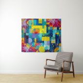 Kosmischer Blütengarten: Abstraktes Mosaik der Trä Wandteppich (Beispiel (Horizontal))