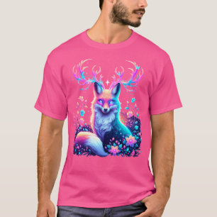 Kosmischer Boho Fox mit glühenden Antlern und flor T-Shirt