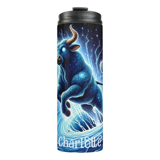 Kosmischer Bull: Roaring-Vortex-Power Thermosbecher (Vorderseite)