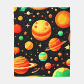 Kosmischer Cartoon in warmen Farbtönen Fleecedecke (Vorderseite)