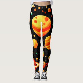 Kosmischer Cartoon in warmen Farbtönen Leggings