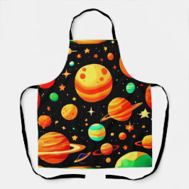 Kosmischer Cartoon in warmen Farbtönen Schürze