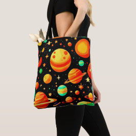 Kosmischer Cartoon in warmen Farbtönen Tasche