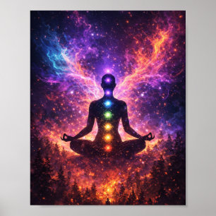 Kosmischer Chakra-Meditationsposter Poster