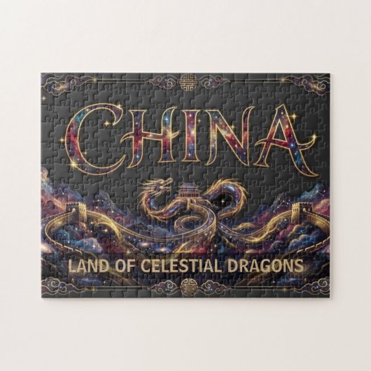 Kosmischer China-Drache Große Mauer Puzzle (Horizontal)