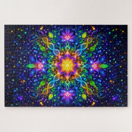 Kosmischer DNA-Mandala & Neonflora: Maximalist" Puzzle