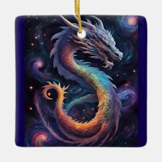 kosmischer Drachen-Schmuck Keramikornament (Vorderseite)