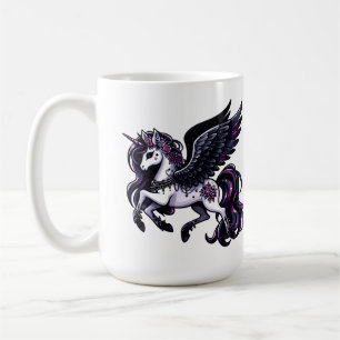 Kosmischer Einhorn-Glitzer dunkler Pegasus Kaffeetasse