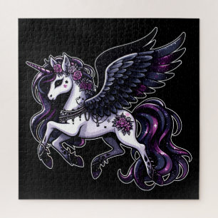 Kosmischer Einhorn-Glitzer dunkler Pegasus Puzzle