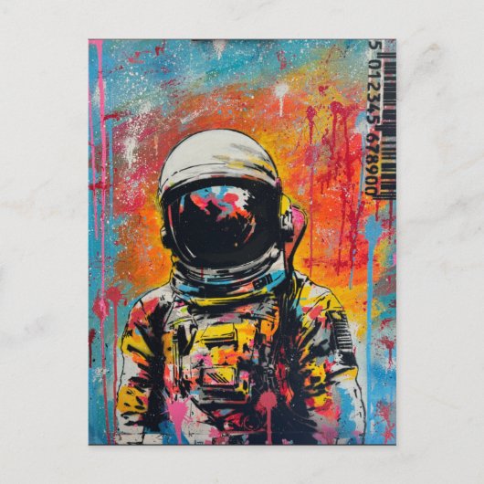 Kosmischer Explorer #2 - Pop Art Astronaut Postkar Postkarte (Vorderseite)