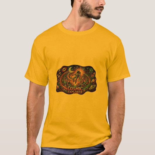 Kosmischer Explorer Retro-Psychedelischer Astronau T-Shirt (Vorderseite)