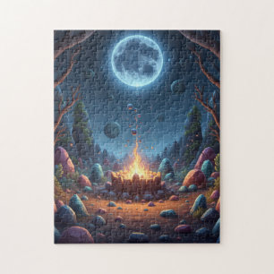 Kosmischer Feuer-Magie-Nacht-Lagerfeuer-Puzzle - F Puzzle