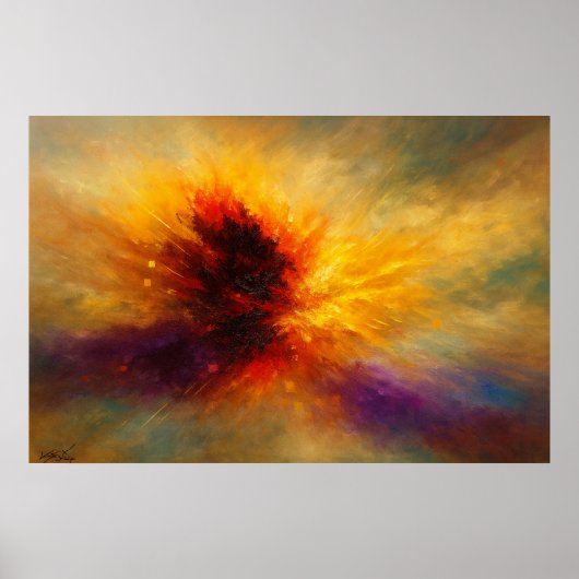 Kosmischer Feuerstoß Abstrakte Explosion in lebend Poster (Vorne)