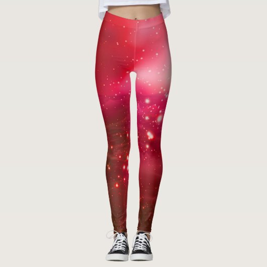 Kosmischer Frieden (Kirschrot) Leggings (Vorderseite)
