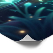 Kosmischer Frosch Leuchtende Lotusblume Poster (Ecke)