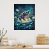 Kosmischer Frosch Leuchtende Lotusblume Poster (Küche)