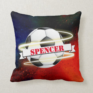 Kosmischer Fußball-Ball personalisiert Kissen
