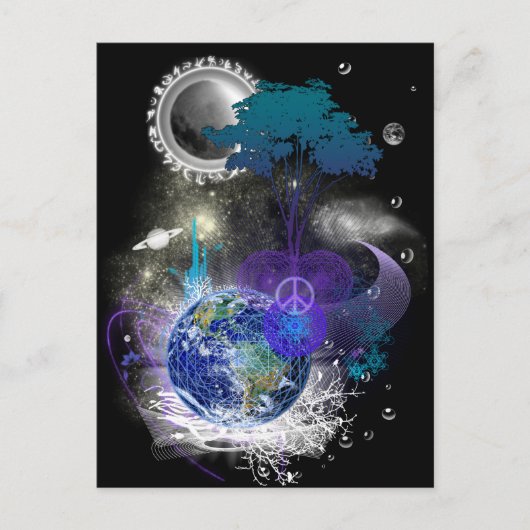 Kosmischer geometrischer Frieden Postkarte (Vorderseite)