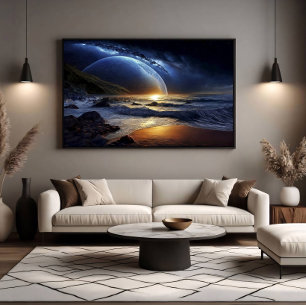 Kosmischer Goldener Fluss Poster