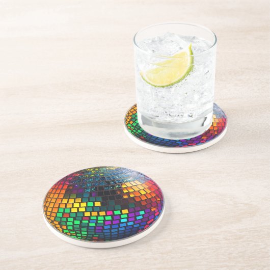 Kosmischer Groove: Lino Cut Disco Ball Getränkeuntersetzer (Seite)