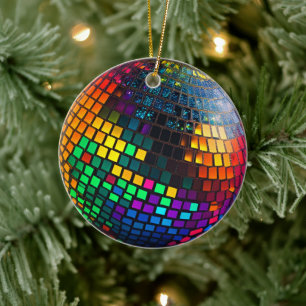 Kosmischer Groove: Lino Cut Disco Ball Keramik Ornament