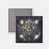 Kosmischer Hamsa-Hand- und Böser-Blick-Schutz Magnet (Vorderseite/Rückseite)