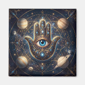 Kosmischer Hamsa-Hand- und Böser-Blick-Schutz Magnet (Vorne)