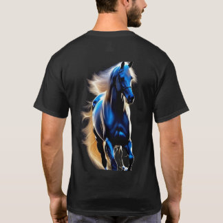 Kosmischer Hengst: Leuchtend blaue Fantasy-Pferd T-Shirt