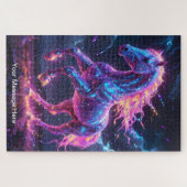 Kosmischer Hengst mit lebhafter Neonfarbe Puzzle (Horizontal)