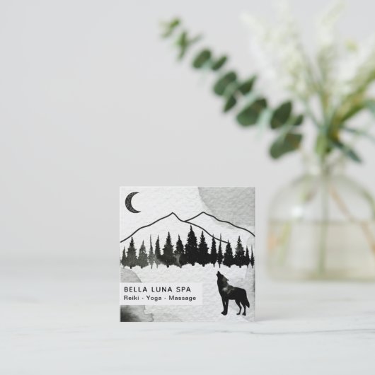 *~* kosmischer heulender quadratische visitenkarte (Stehend Vorderseite)