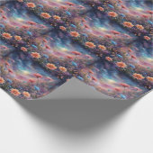 Kosmischer Himmel mit fantasievollen Blume Geschenkpapier (Ecke)