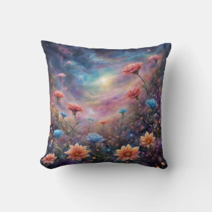 Kosmischer Himmel mit fantasievollen Blume Kissen