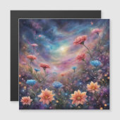 Kosmischer Himmel mit fantasievollen Blume Magnetkarte (Vorne/Hinten)