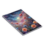 Kosmischer Himmel mit fantasievollen Blume Notizblock (Rechte Seite)