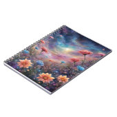 Kosmischer Himmel mit fantasievollen Blume Notizblock (Linke Seite)