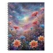 Kosmischer Himmel mit fantasievollen Blume Notizblock (Vorderseite)