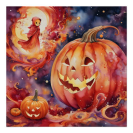 Kosmischer Jack-o'-Lanterns: Eine Halloween-Fantas Poster